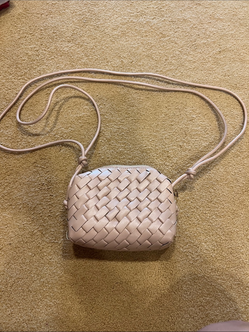 Chinese Laundry Blush Pink Woven Crossbody Bag